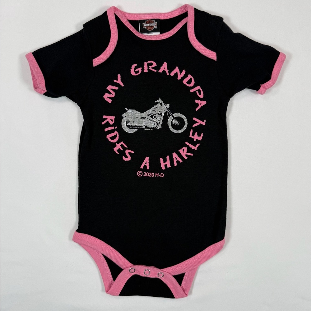HARLEY DAVIDSON Baby Girls’ “My Grandpa Rides A Harley” Bikercore One Piece 18M